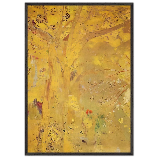 TREE AGAINST A YELLOW BACKGROUND 1901 - Odilon Redon Framed Art Print – Black Wooden Frame - Default Title - -Framed Art Print