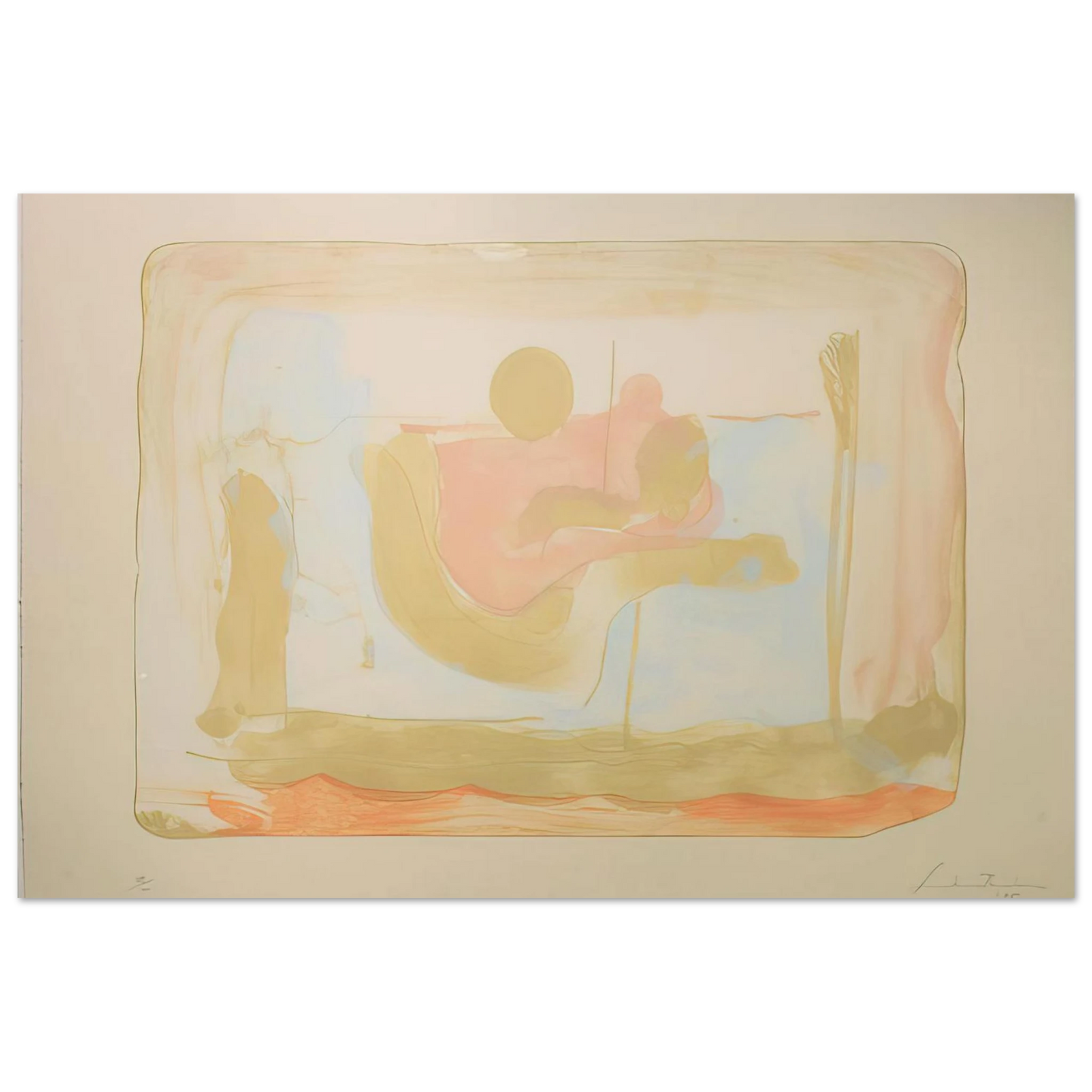 Helen Frankenthaler - Reflections I - 1995 Wall art - 15x20 cm / 6x8 inches - Premium Wooden Framed Poster With Fine Art Paper - Black frame