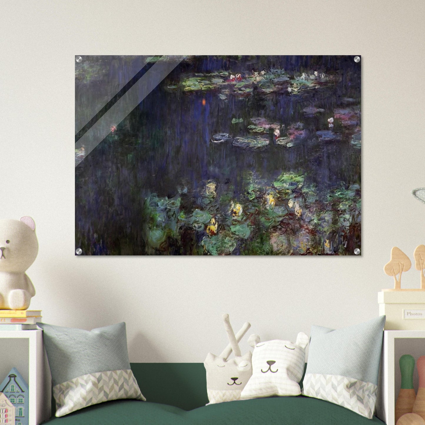 Water Lilies, Green Reflection right half - claude monet Acrylic Print - 70x100 cm / 28x40″ inches