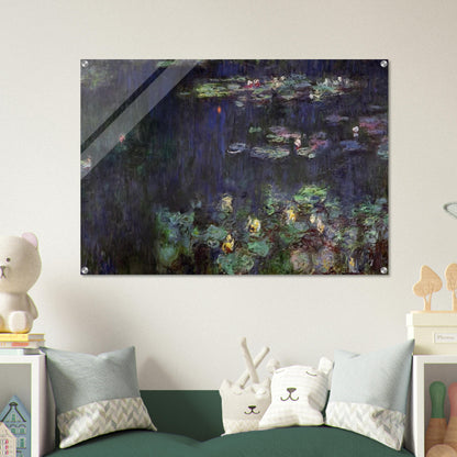 Water Lilies, Green Reflection right half - claude monet Acrylic Print - 70x100 cm / 28x40″ inches