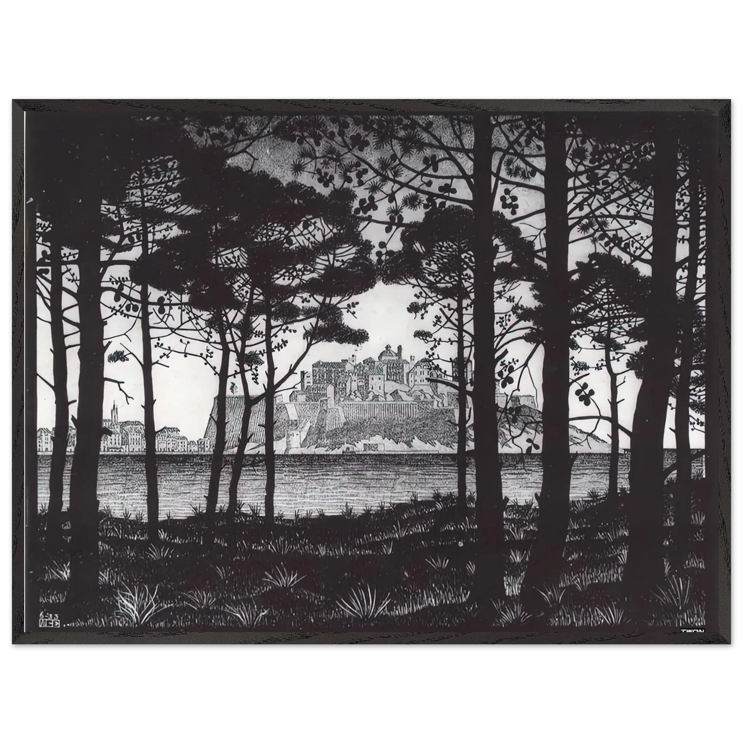 MC Escher - PINETA OF CALVI CORSICA Wall Art - 60x80 cm / 24x32 inches - Fine Art Poster - -
