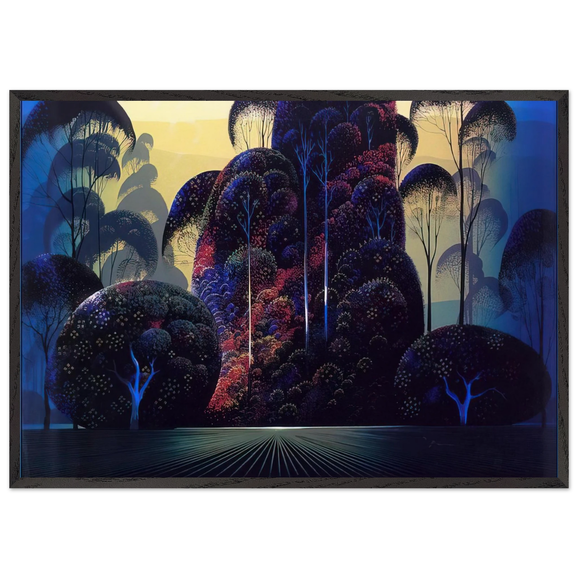 Mendocino - Eyvind Earle Framed Art Print – Black Wooden Frame - Default Title - -Framed Art Print