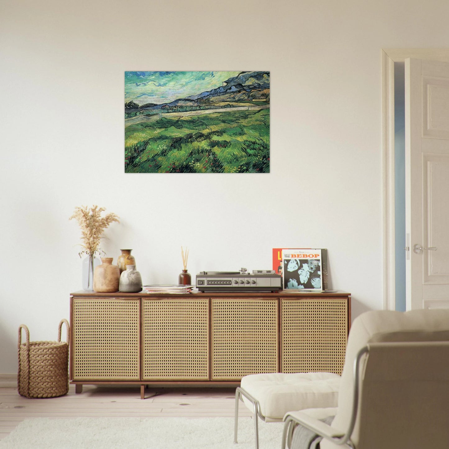 The Green Wheatfield behind the Asylum - Vincent van Gogh Brushed Aluminum Print - 70x100 cm / 28x40 inches | Vincent van Gogh Aluminum Print | Vincent van Gogh Prints