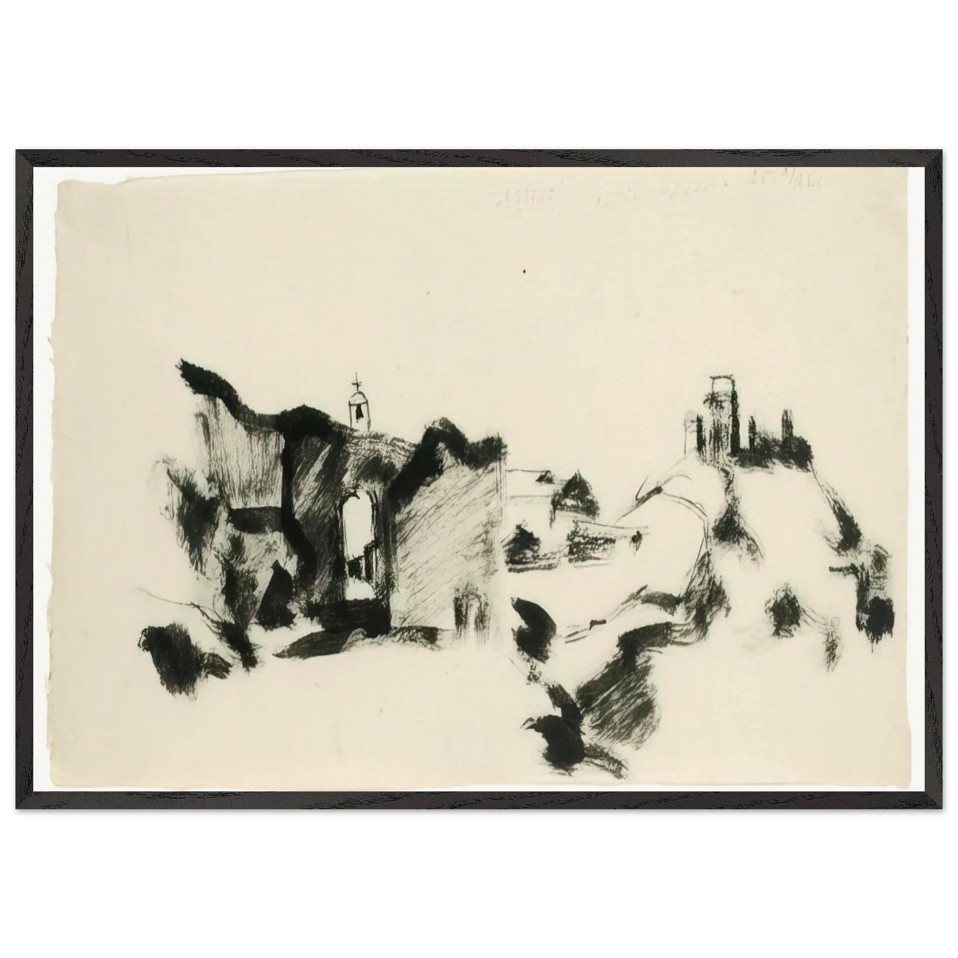 Assisi 35 marzo - 1935 - Julius Bissier Framed Art Print – Black Wooden Frame - Default Title - -Framed Art Print