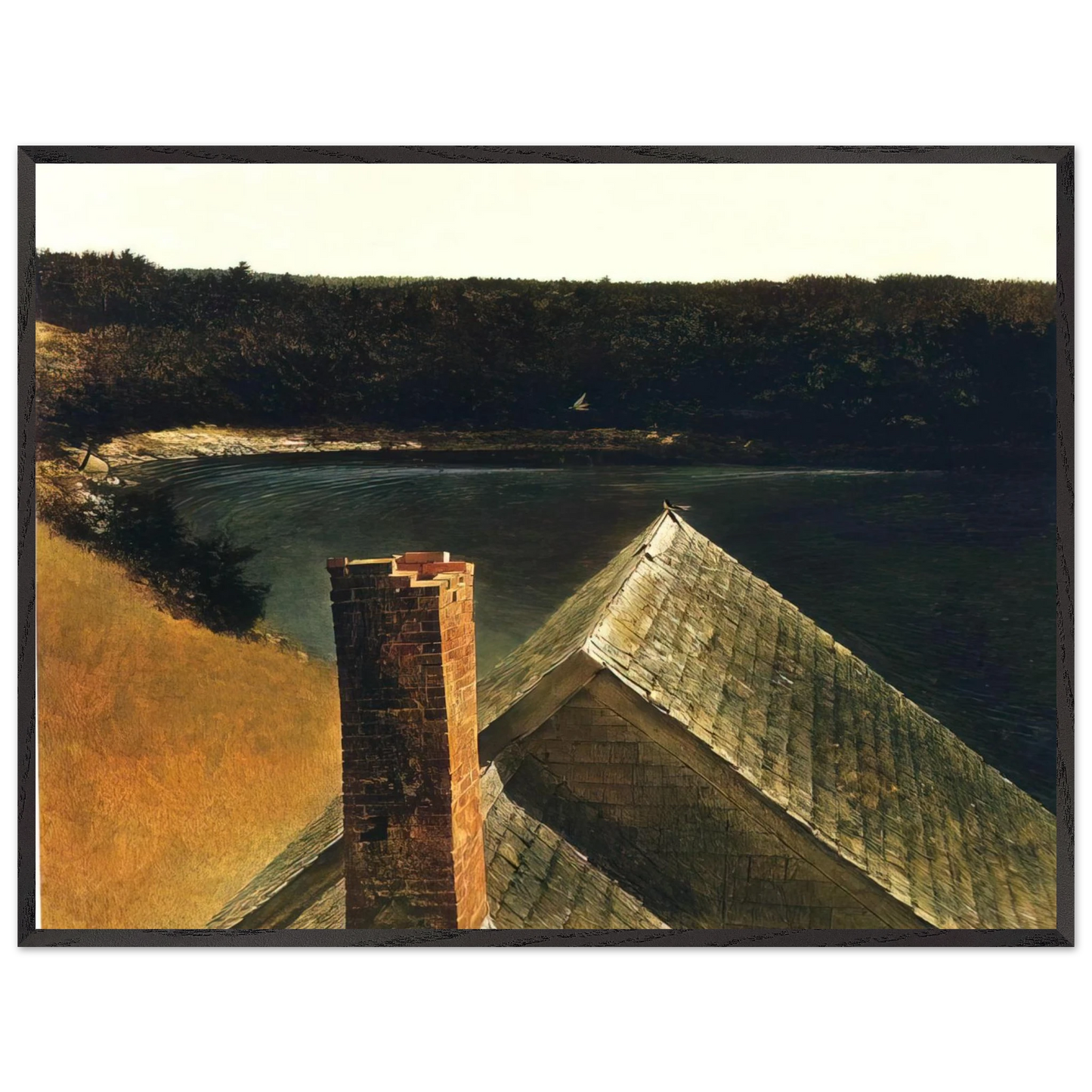 Andrew Wyeth - END OF OLSONS Wall Art - 21x29.7 cm / 8x12" - Premium Wooden Framed Poster With Fine Art Paper - Wood frame