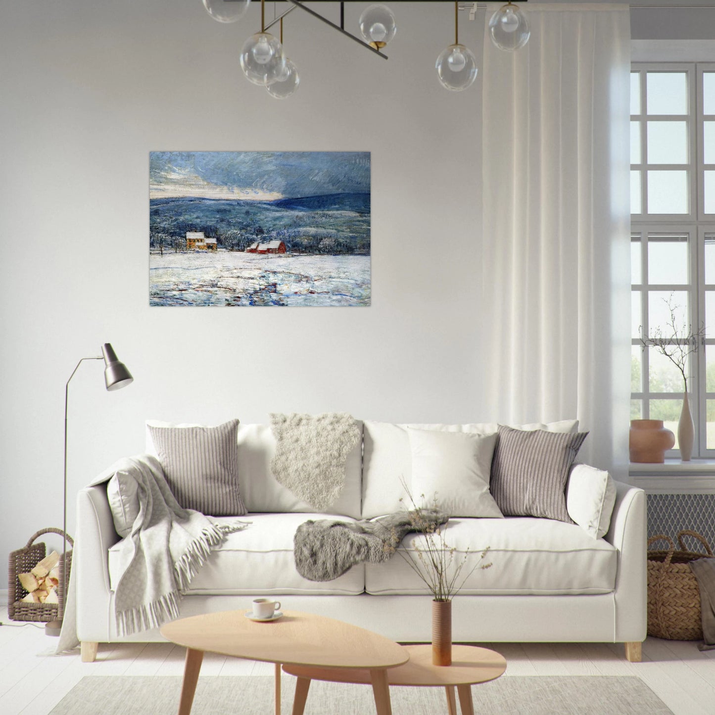 Winter in the Connecticut Hills - Childe Hassam Brushed Aluminum Print - 70x100 cm / 28x40 inches | Childe Hassam Aluminum Print | Childe Hassam Prints