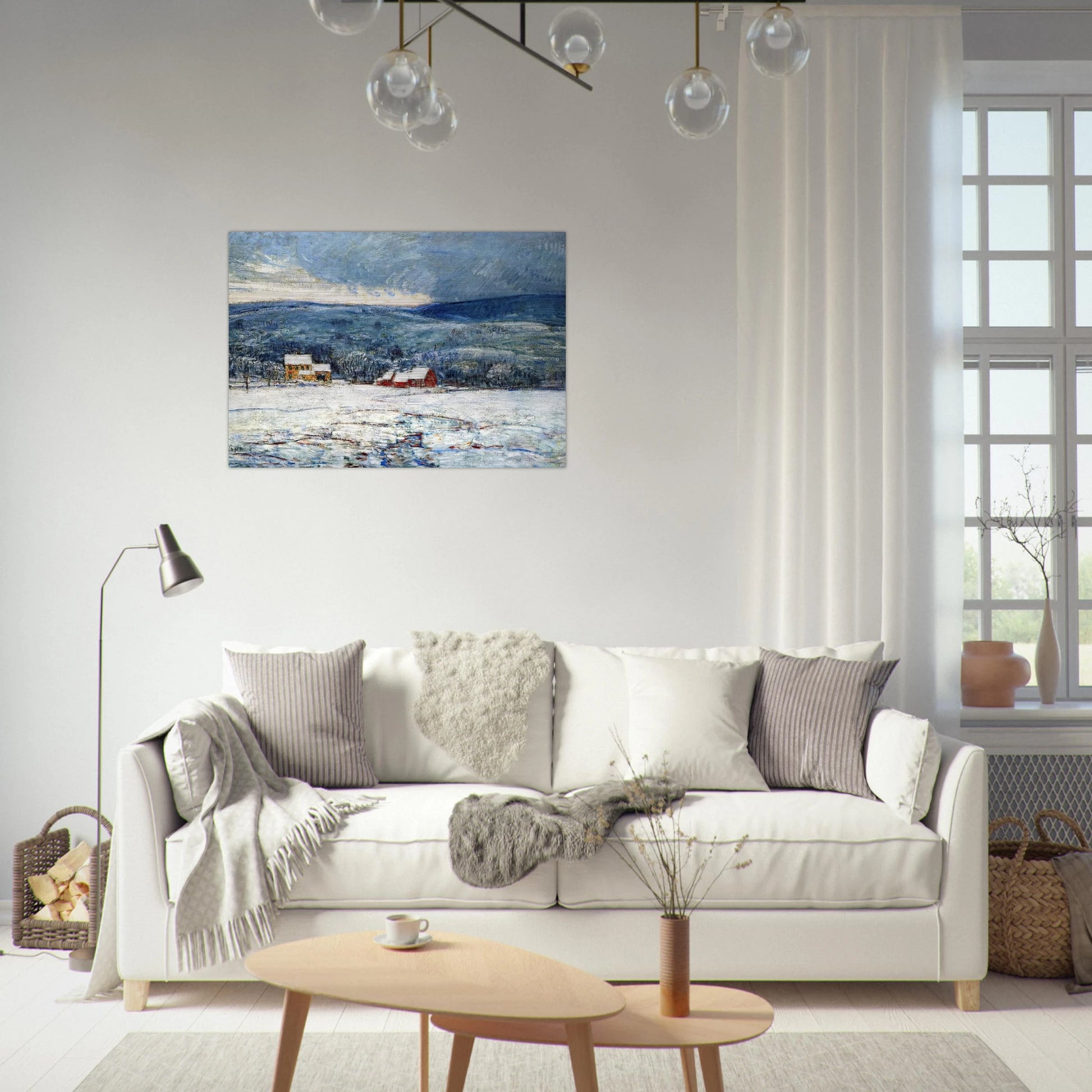 Winter in the Connecticut Hills - Childe Hassam Brushed Aluminum Print - 70x100 cm / 28x40 inches | Childe Hassam Aluminum Print | Childe Hassam Prints