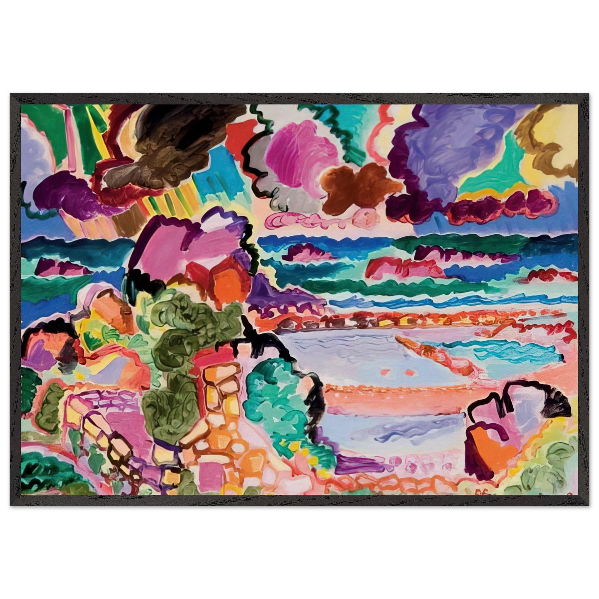 Lorage sur Brehat - 1956 - Charles Lapicque Framed Art Print – Black Wooden Frame - Default Title - -Framed Art Print