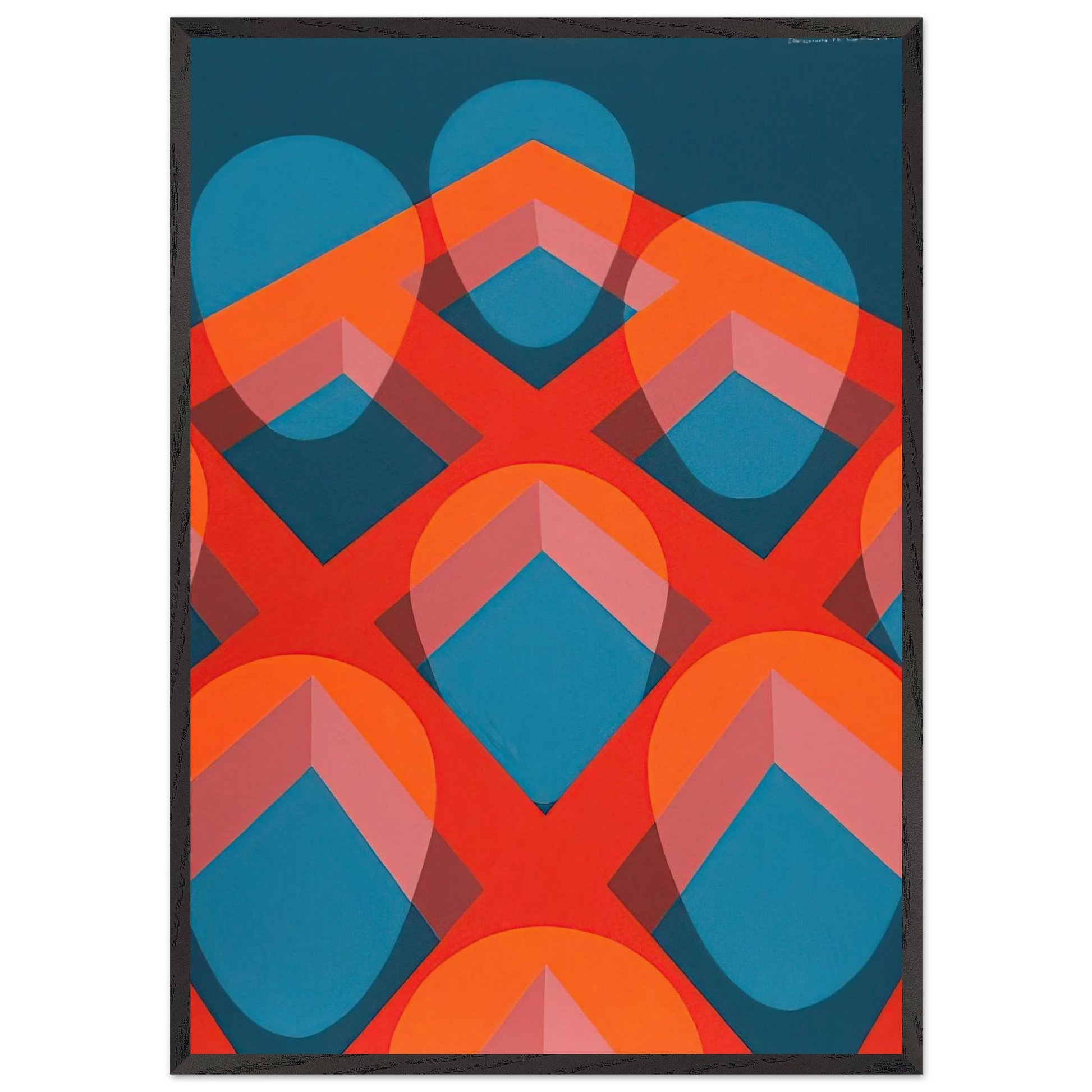 Untitled - Faces in a Grid Red and Blue - 1973 - Clarence Holbrook Carter Framed Art Print – Black Wooden Frame - Default Title - -Framed Art Print