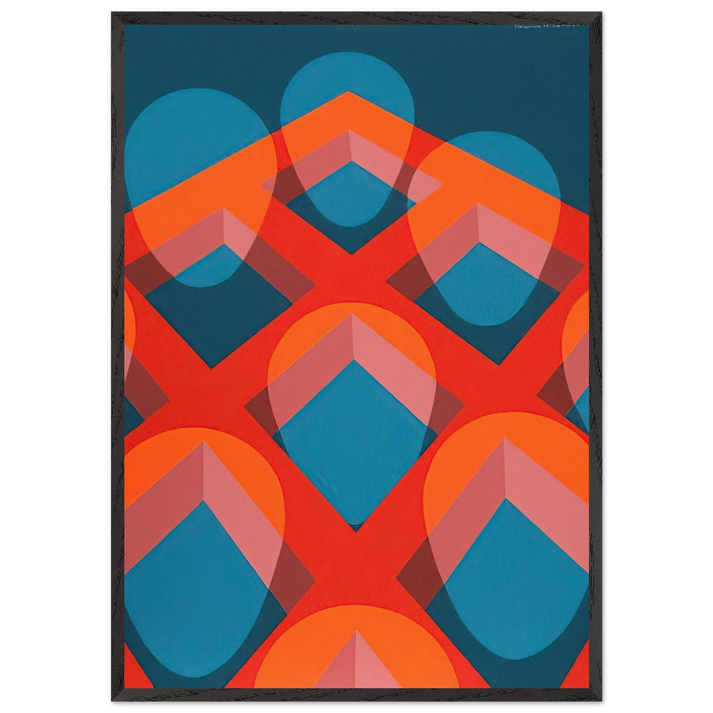 Untitled - Faces in a Grid Red and Blue - 1973 - Clarence Holbrook Carter 70x100 cm / 28x40 inches Framed Art Print – Black Wooden Frame