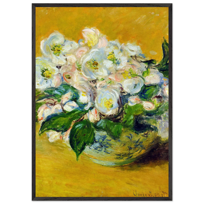 Christmas Roses - claude monet 70x100 cm / 28x40 inches Framed Art Print – Black Wooden Frame
