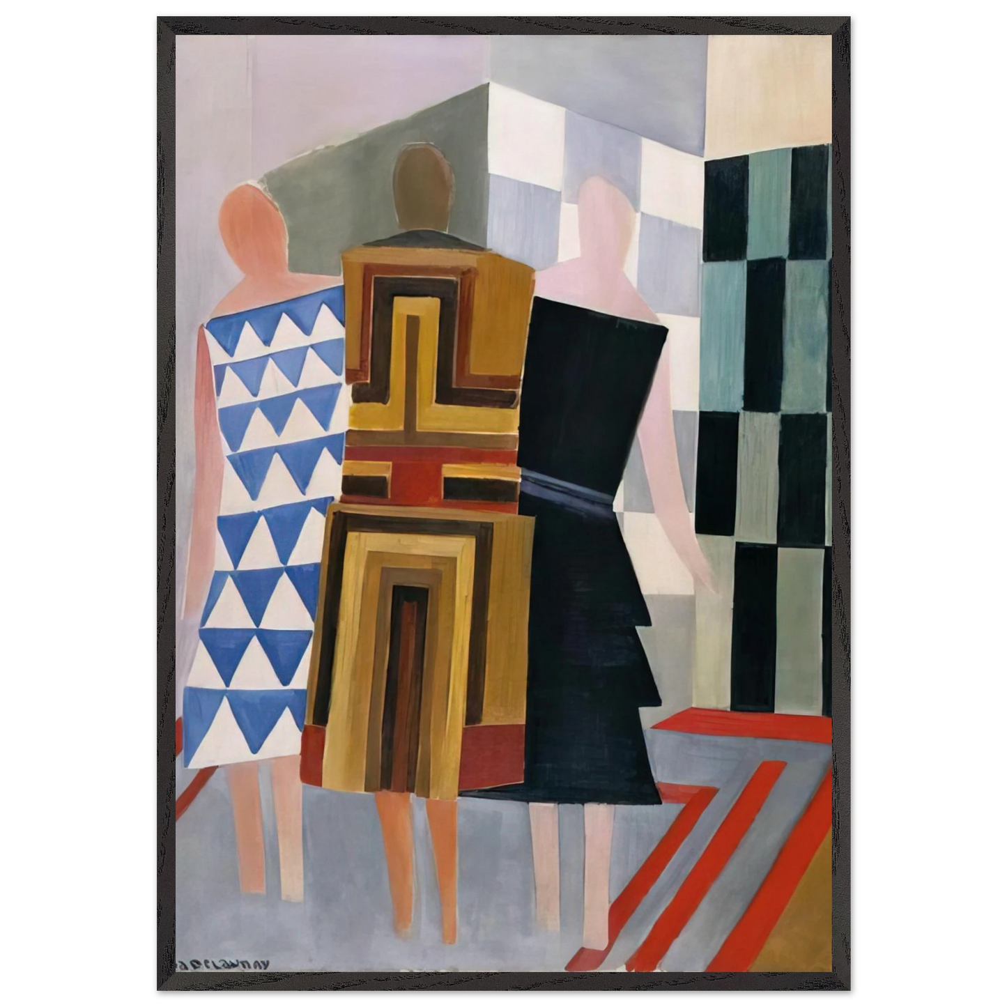 SIMULTANEOUS DRESSES THREE WOMEN FORMS COLOURS 1925 - Sonia Delaunay Framed Art Print – Black Wooden Frame - Default Title - -Framed Art Print