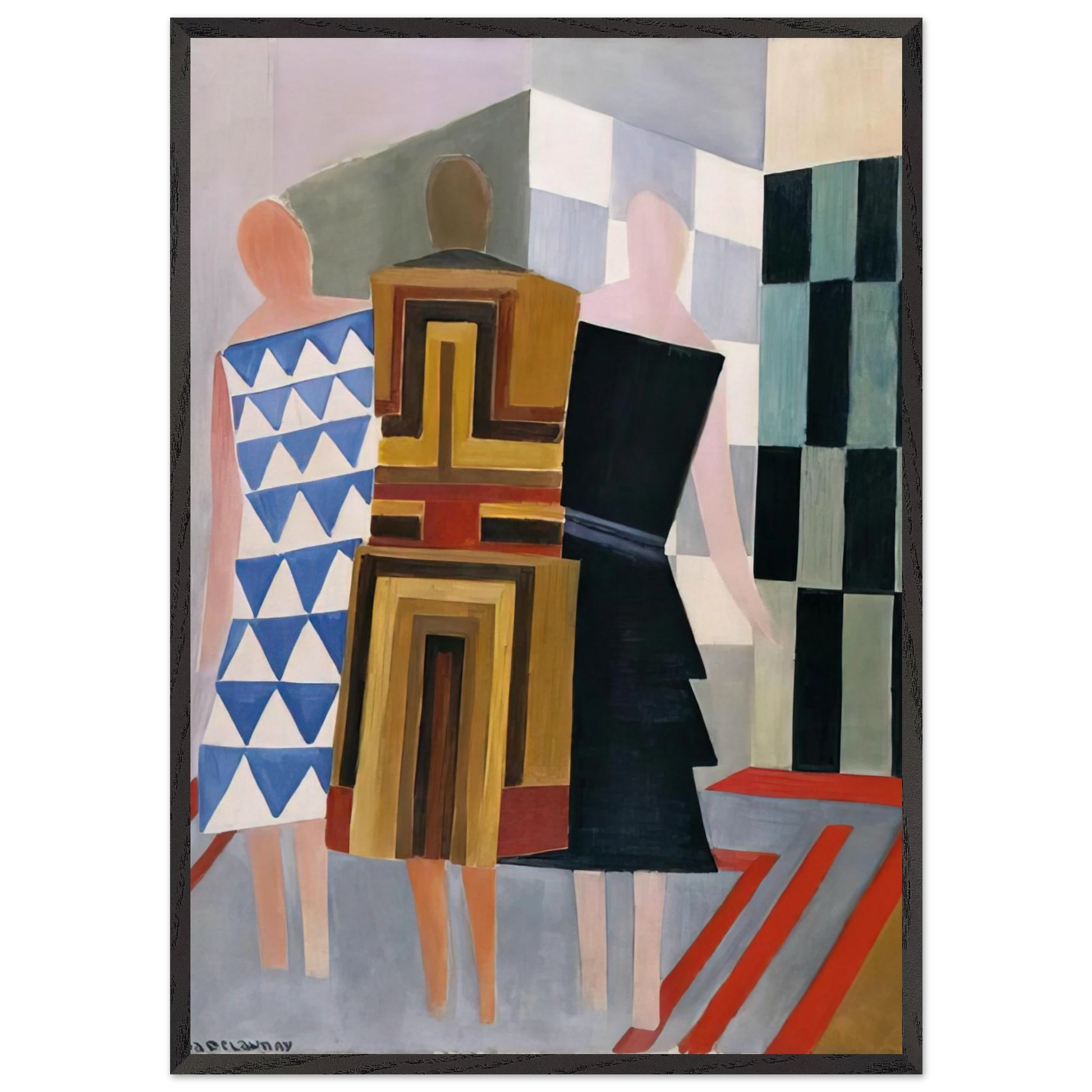 SIMULTANEOUS DRESSES THREE WOMEN FORMS COLOURS 1925 - Sonia Delaunay Framed Art Print – Black Wooden Frame - Default Title - -Framed Art Print