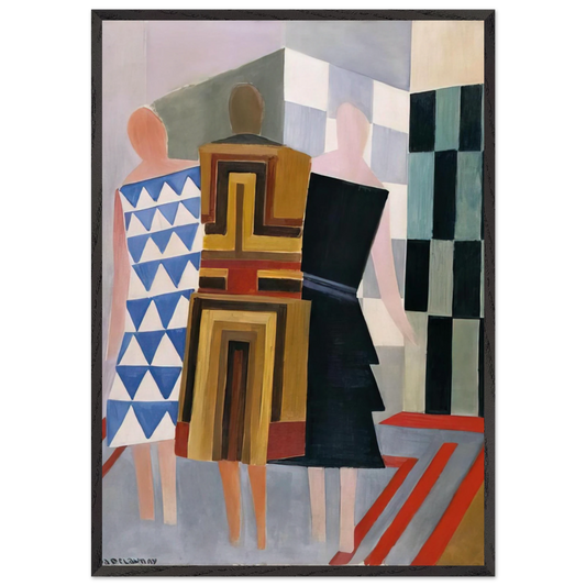 SIMULTANEOUS DRESSES THREE WOMEN FORMS COLOURS 1925 - Sonia Delaunay 70x100 cm / 28x40 inches Framed Art Print – Black Wooden Frame