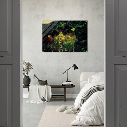 Autumn Fields - Eyvind Earle Acrylic Print - 70x100 cm / 28x40″ inches | Eyvind Earle Wall Art | Eyvind Earle Prints