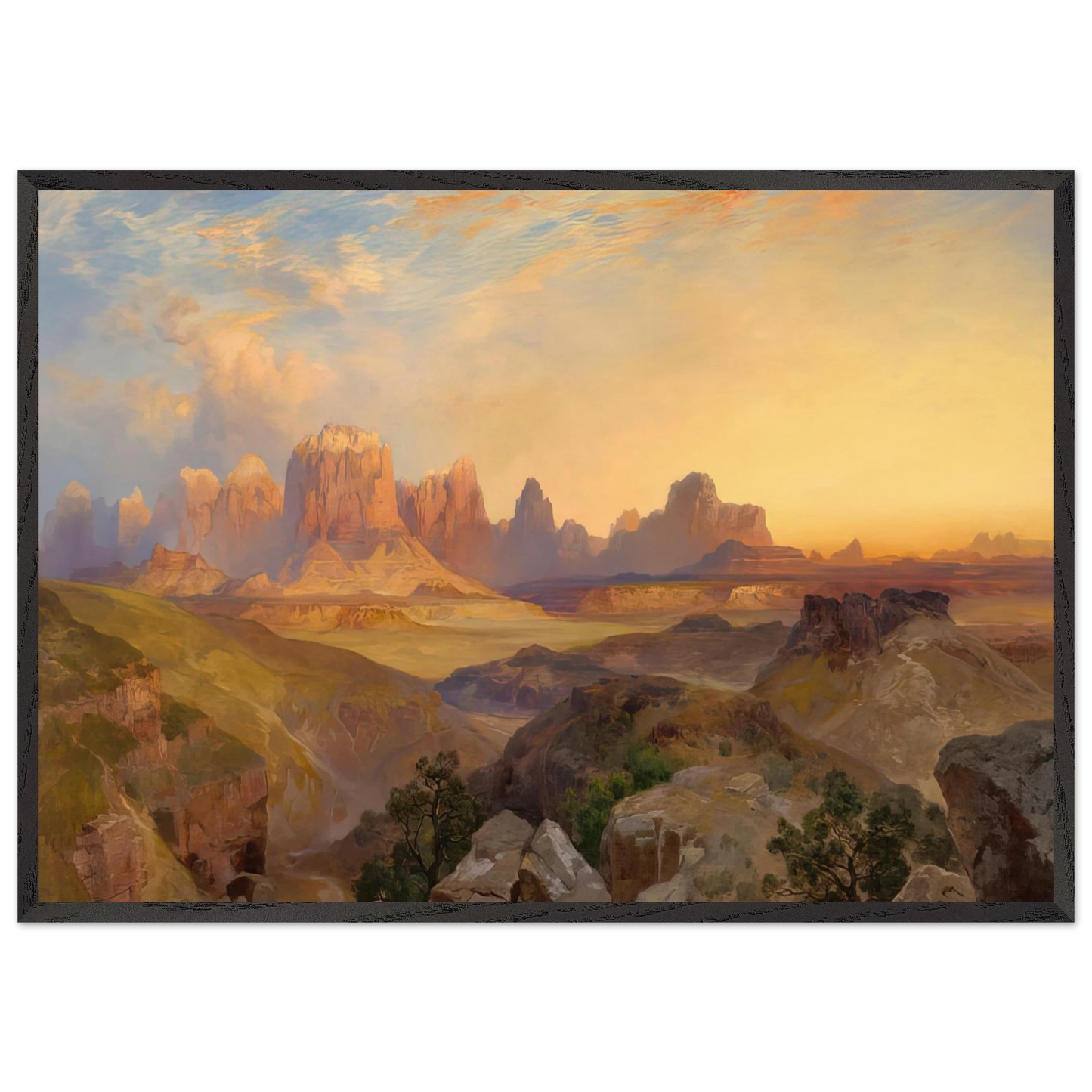 Virgin River Utah - Thomas Moran Framed Art Print – Black Wooden Frame - Default Title - -Framed Art Print
