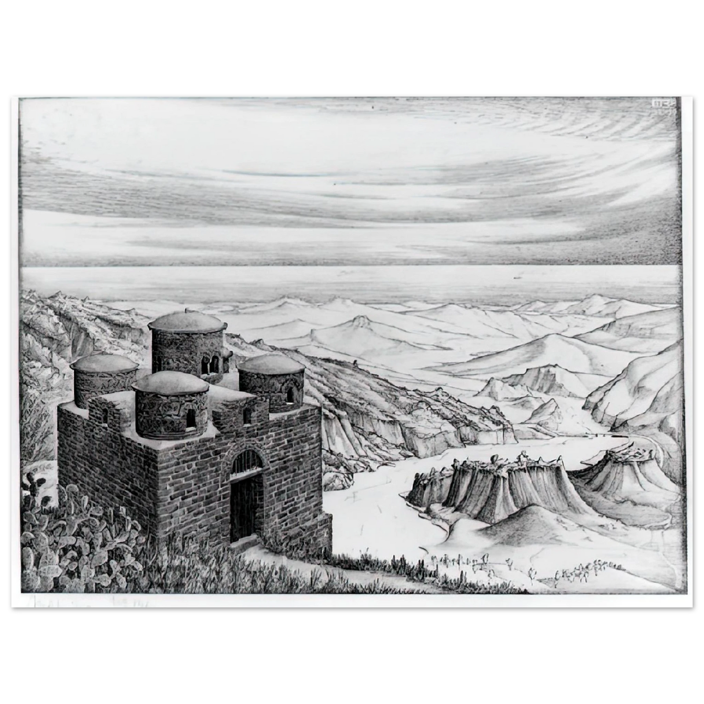 MC Escher - CATTOLICA OF STILO CALABRIA 1930 Wall Art - 21x29.7 cm / 8x12" - Fine Art Poster - -