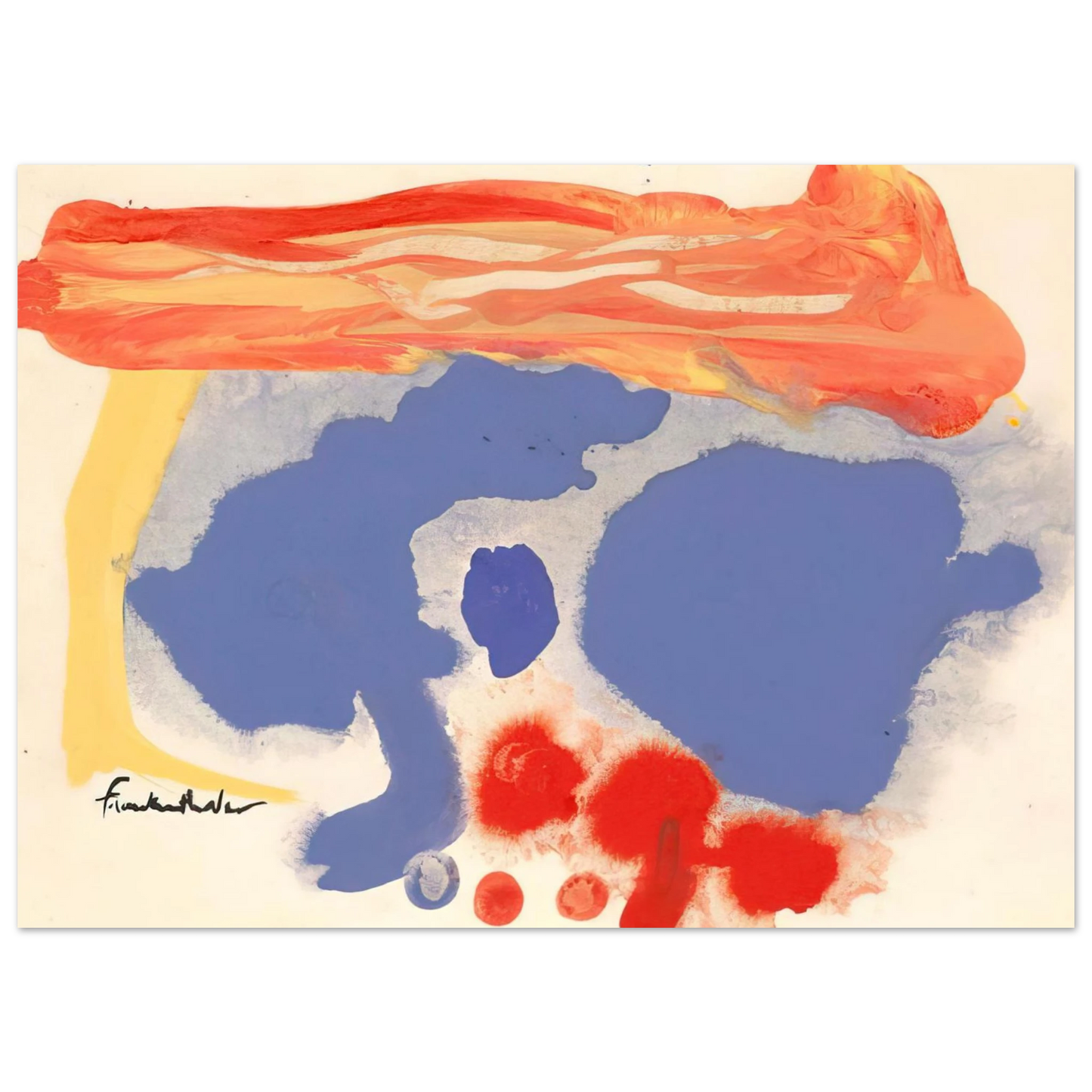 Helen Frankenthaler - Summerscene, Provincetown - 1961 Wall art - 20x25 cm / 8x10 inches - Premium Wooden Framed Poster With Fine Art Paper - Wood frame