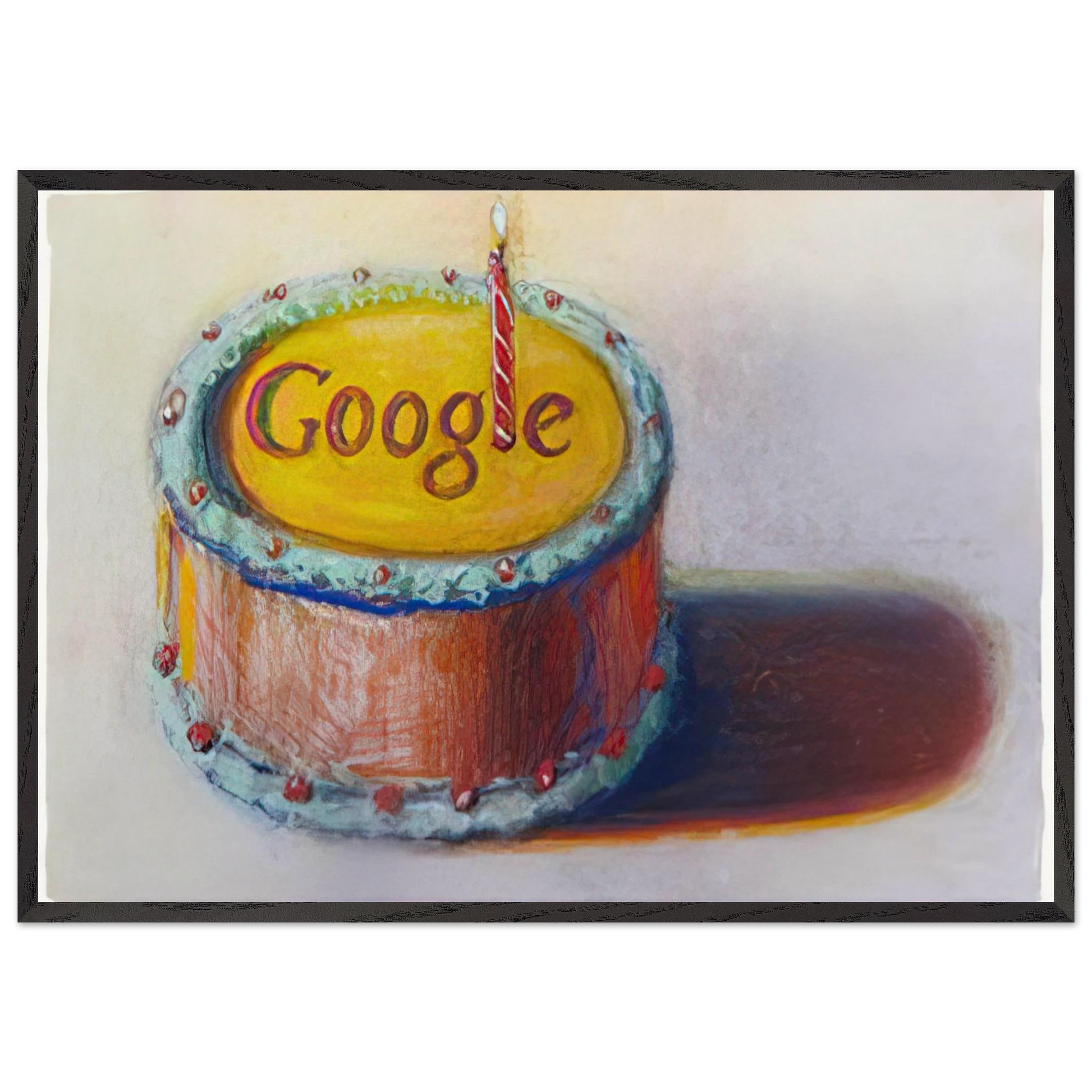 Google - 12th Birthday Cake Doodle - 2010 - Wayne Thiebaud Framed Art Print – Black Wooden Frame - Default Title - -Framed Art Print