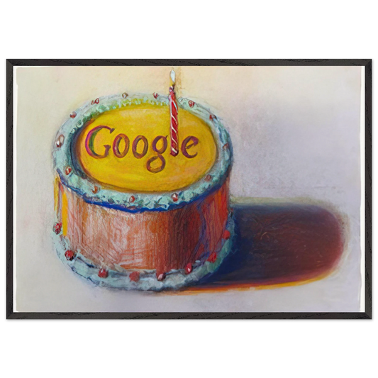 Google - 12th Birthday Cake Doodle - 2010 - Wayne Thiebaud Framed Art Print – Black Wooden Frame - Default Title - -Framed Art Print