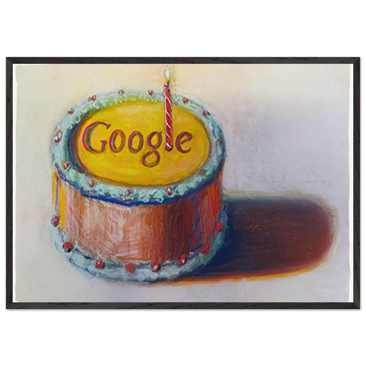 Google - 12th Birthday Cake Doodle - 2010 - Wayne Thiebaud 70x100 cm / 28x40 inches Framed Art Print – Black Wooden Frame