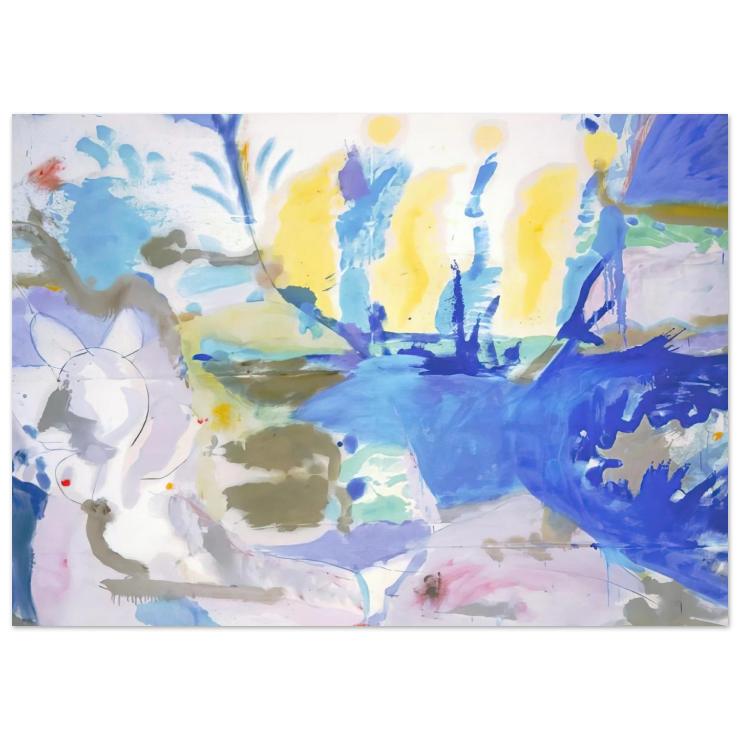 Helen Frankenthaler - Basque Beach - 1958 Wall art - A2 (42 x 59.4  cm) - Premium Wooden Framed Poster With Fine Art Paper - White frame