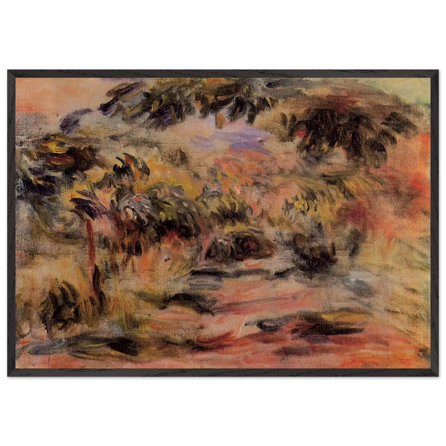 The Footpath - Pierre-Auguste Renoir 70x100 cm / 28x40 inches Framed Art Print – Black Wooden Frame
