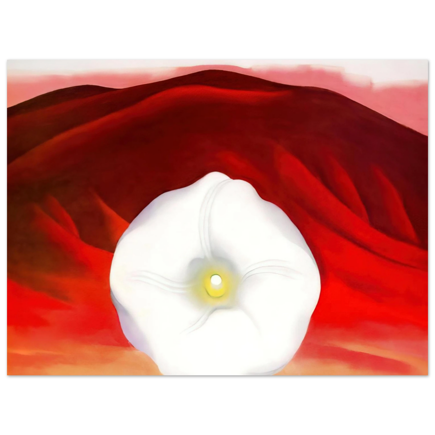 Georgia O'Keeffe - Red hills and white flower Fine Art Poster - 13x18 cm / 5x7 inches