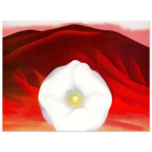 Georgia O'Keeffe - Red hills and white flower Fine Art Poster - 13x18 cm / 5x7 inches