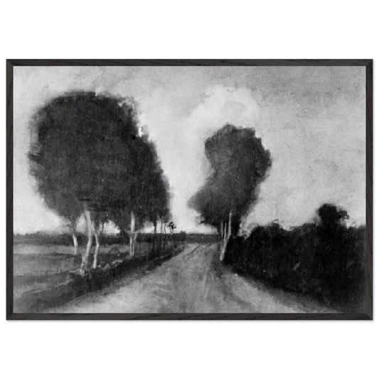 Country Lane with Trees - Vincent van Gogh 70x100 cm / 28x40 inches Framed Art Print – Black Wooden Frame