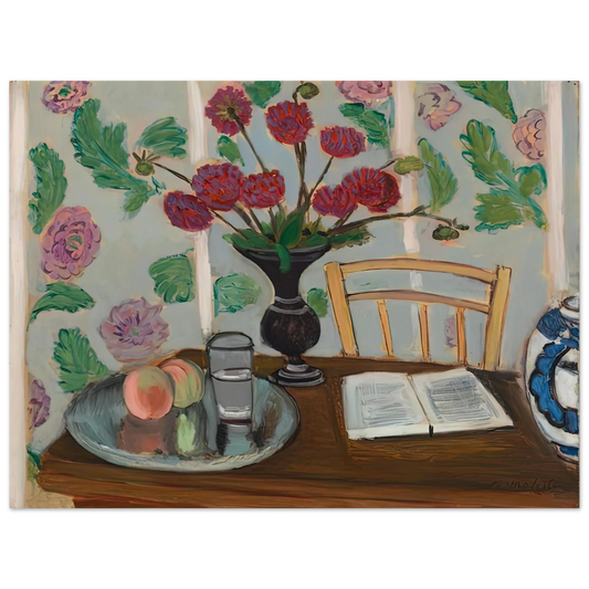 Henri Matisse - STILL LIFE BOUQUET OF DAHLIAS AND WHITE BOOK 1923 Fine Art Poster - Default Title