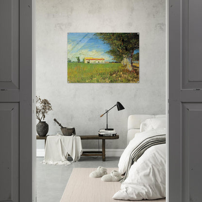 Farmhouse in a Wheat Field - Vincent van Gogh Acrylic Print - 70x100 cm / 28x40″ inches