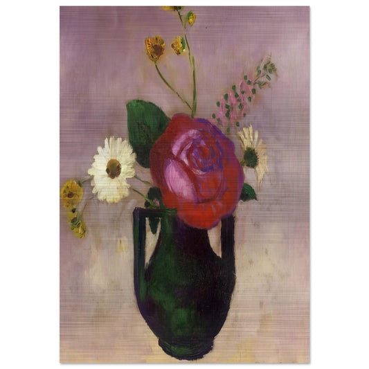 ROSE AND DAISY - Odilon Redon Brushed Aluminum Print - 70x100 cm / 28x40 inches | Odilon Redon Aluminum Print | Odilon Redon Prints