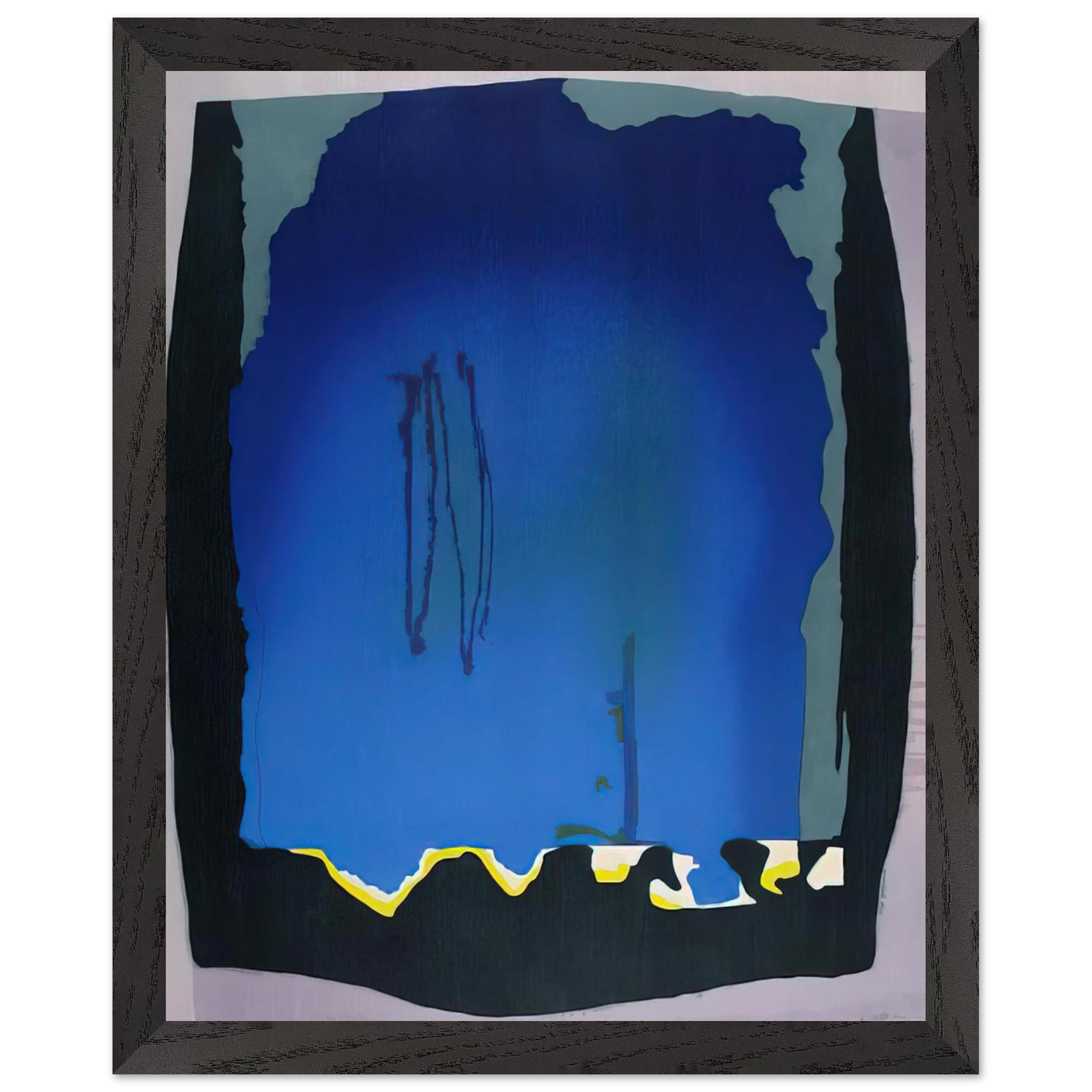Helen Frankenthaler - Freefall - 1992 Wall art - 28x43  cm / XL (11x17 inches) - Premium Wooden Framed Poster With Fine Art Paper - Black frame