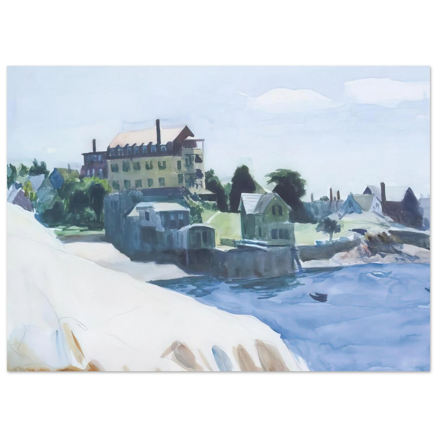 Edward Hopper - Small Town on Cove Fine Art Poster - 75x100 cm / 30x40 inches