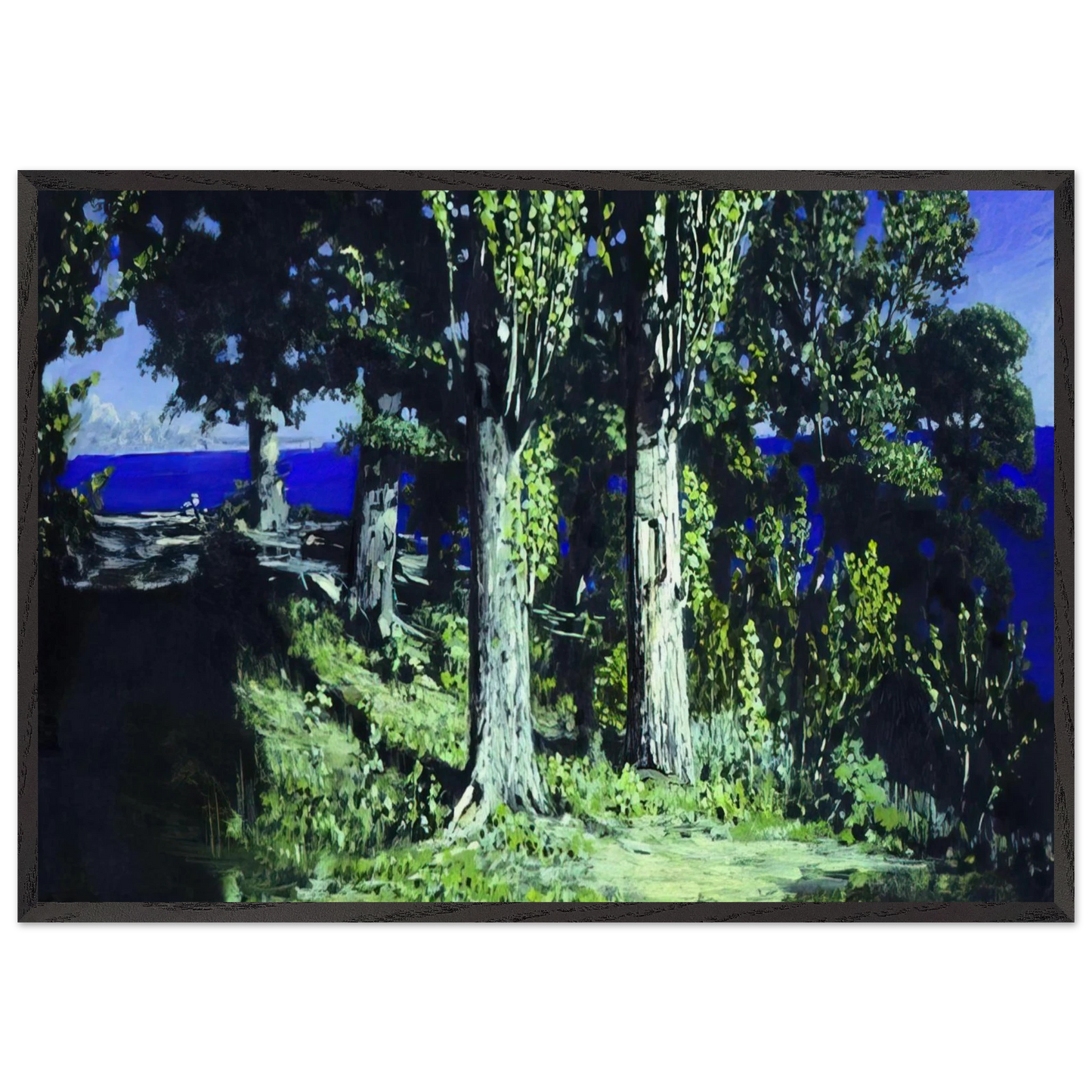 Cypresses on a Seashore The Crimea - Arkhyp Kuindzhi Framed Art Print – Black Wooden Frame - Default Title - -Framed Art Print