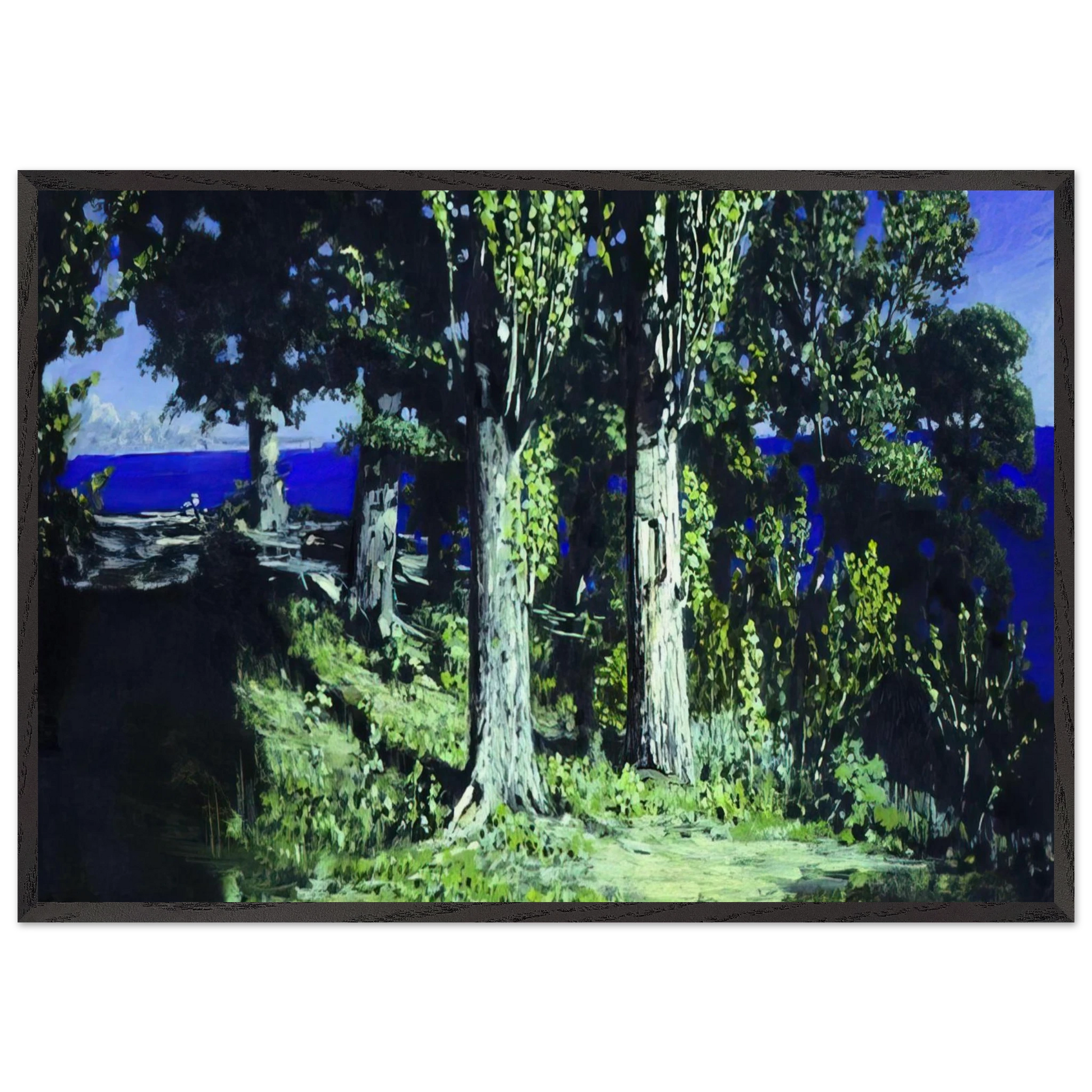 Cypresses on a Seashore The Crimea - Arkhyp Kuindzhi Framed Art Print – Black Wooden Frame - Default Title - -Framed Art Print