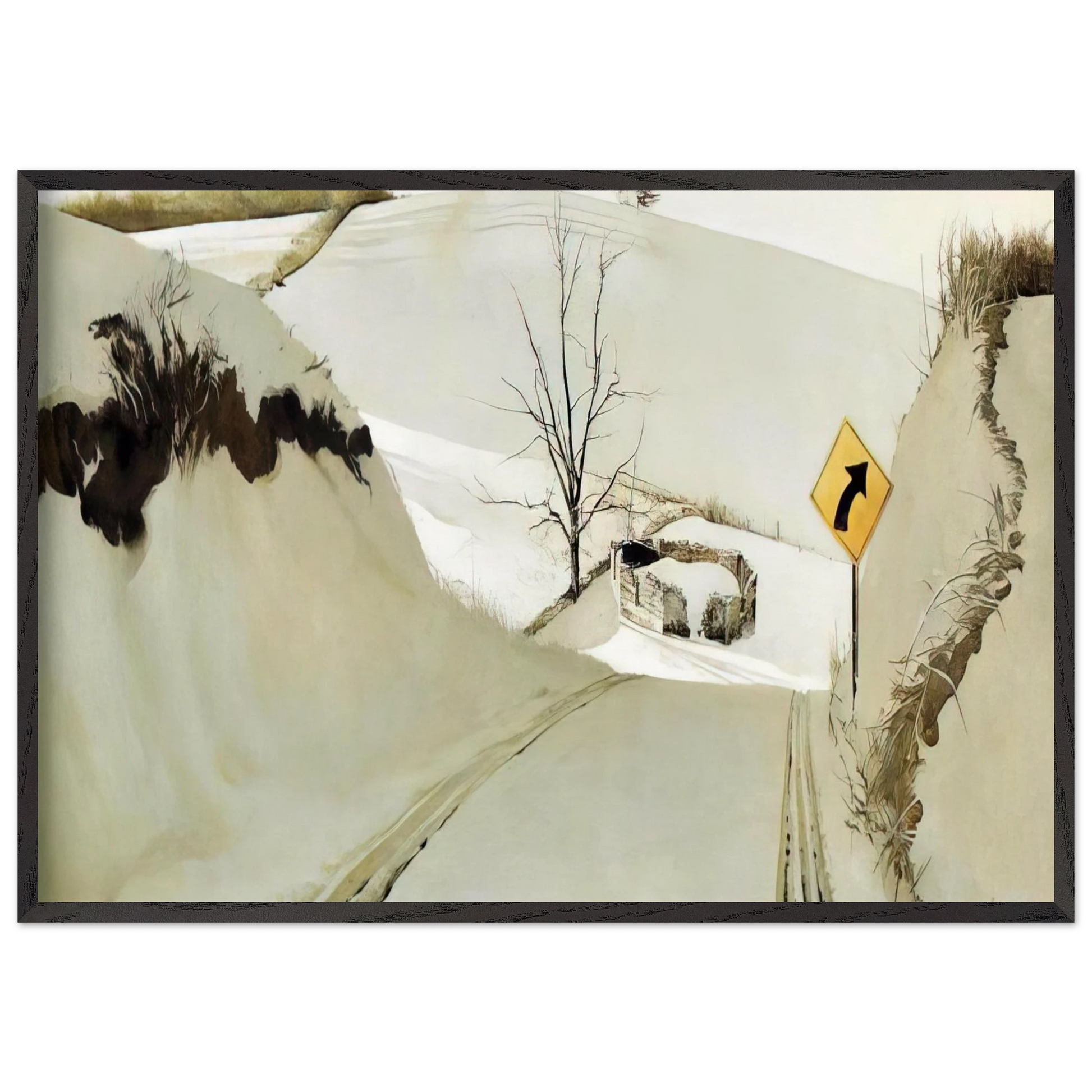 RING ROAD - Andrew Wyeth Framed Art Print – Black Wooden Frame - Default Title - -Framed Art Print