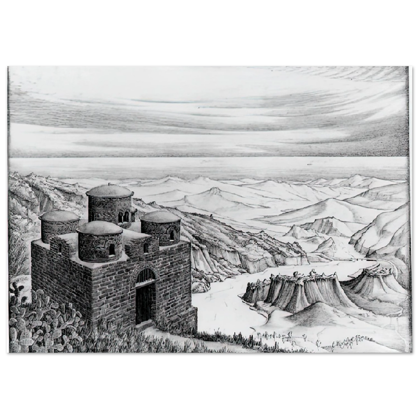 MC Escher - CATTOLICA OF STILO CALABRIA 1930 Wall Art - 21x29.7 cm / 8x12" - Premium Wooden Framed Poster With Fine Art Paper - White frame