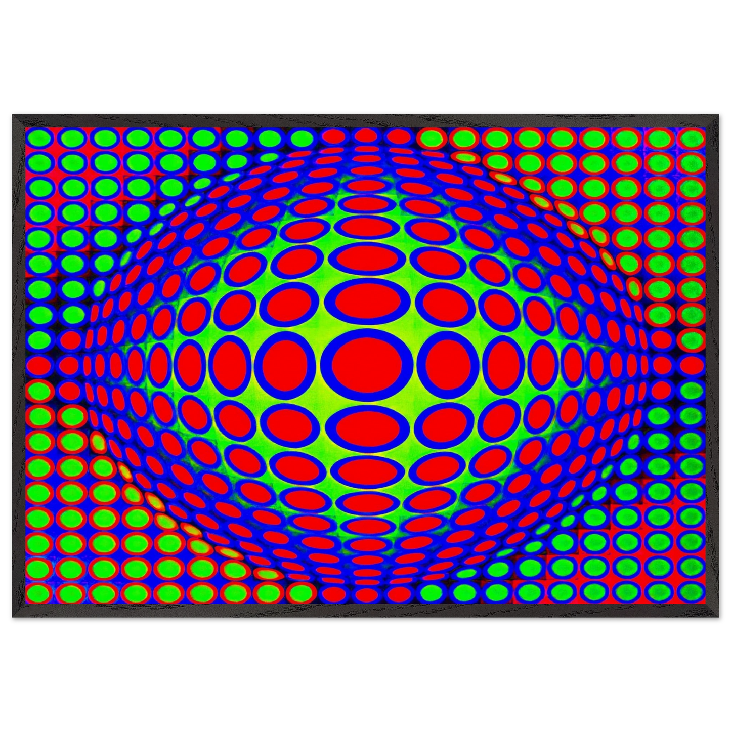 Vega 200 - 1968 - Victor Vasarely Framed Art Print – Black Wooden Frame - Default Title - -Framed Art Print