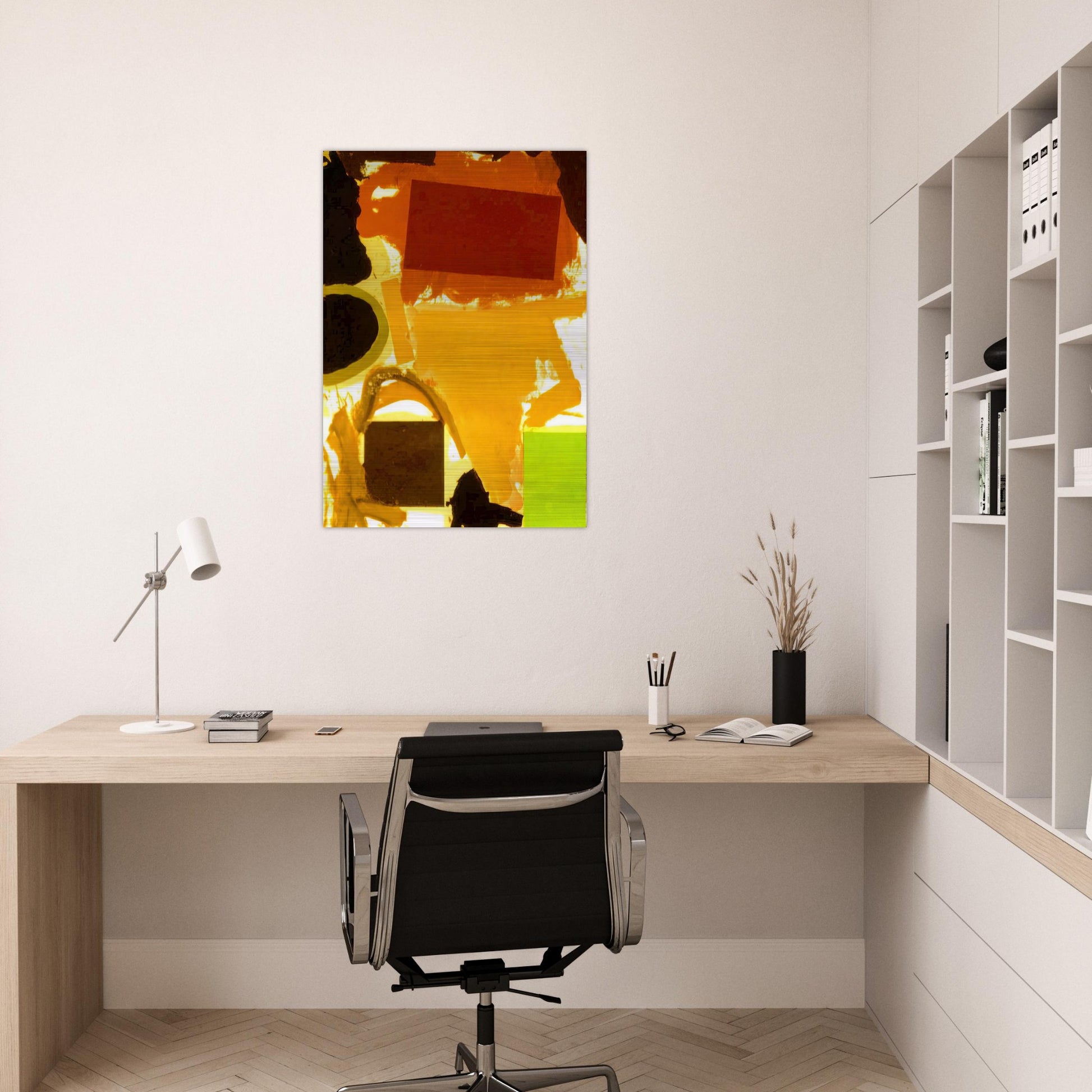 Abstract Painting with Boxes 2 - 1963 - Ronnie Landfield Brushed Aluminum Print - 70x100 cm / 28x40 inches | Ronnie Landfield Aluminum Print | Ronnie Landfield Prints