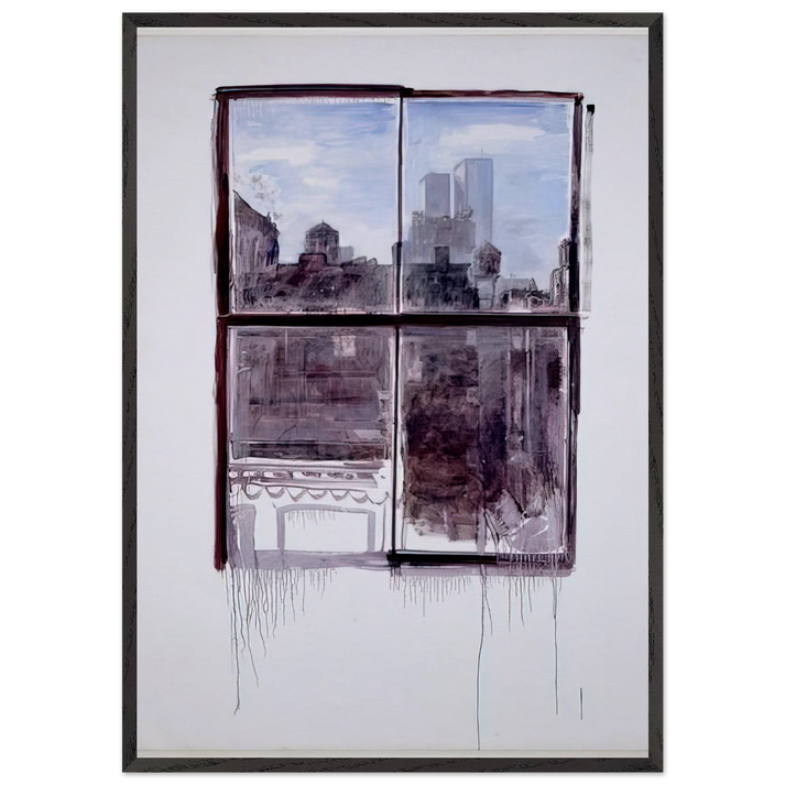 Untitled cityscape with twin towers - 1972 - Paul Thek 70x100 cm / 28x40 inches Framed Art Print – Black Wooden Frame