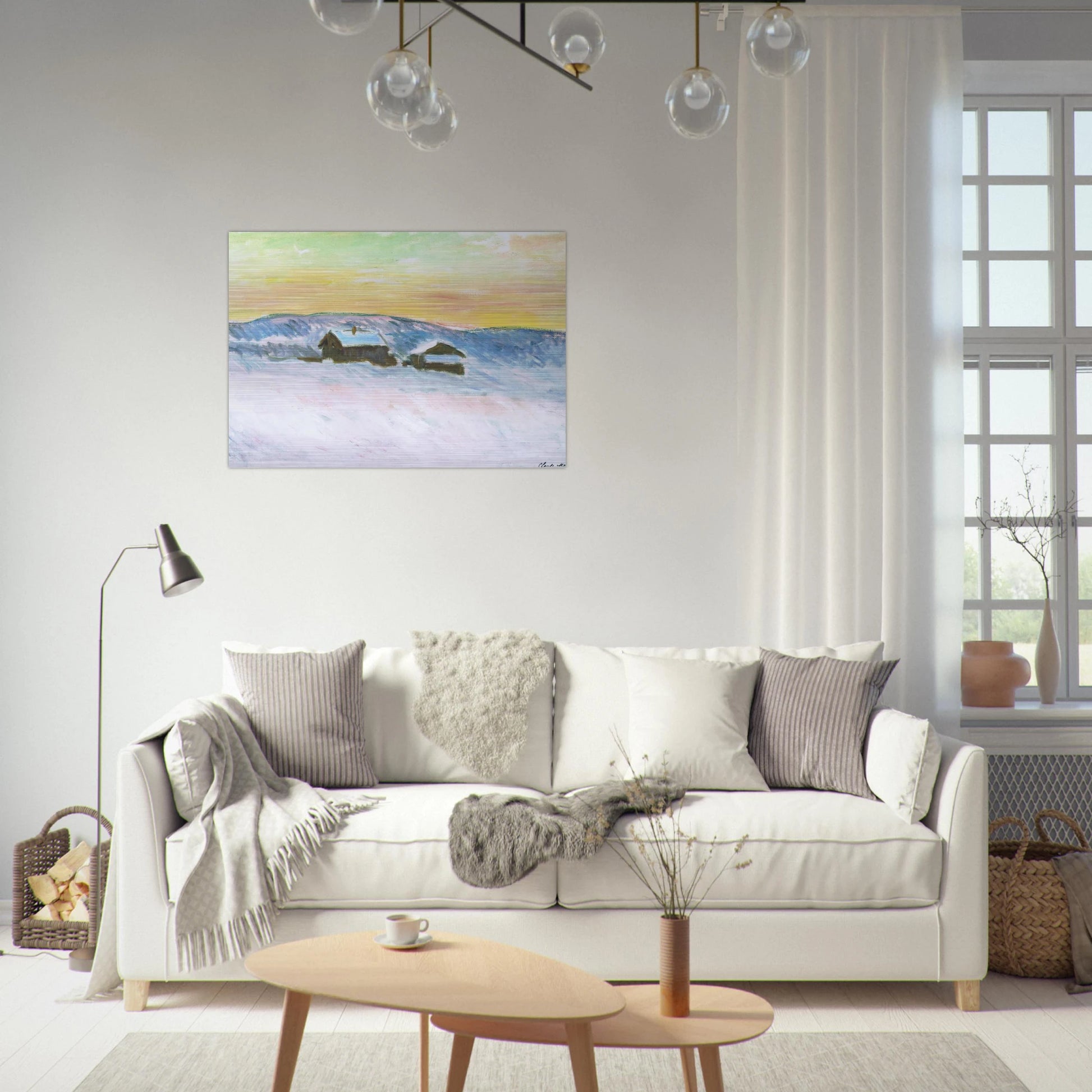 Paysage of Norway, the Blue Houses - claude monet Brushed Aluminum Print - 70x100 cm / 28x40 inches | claude monet Aluminum Print | claude monet Prints