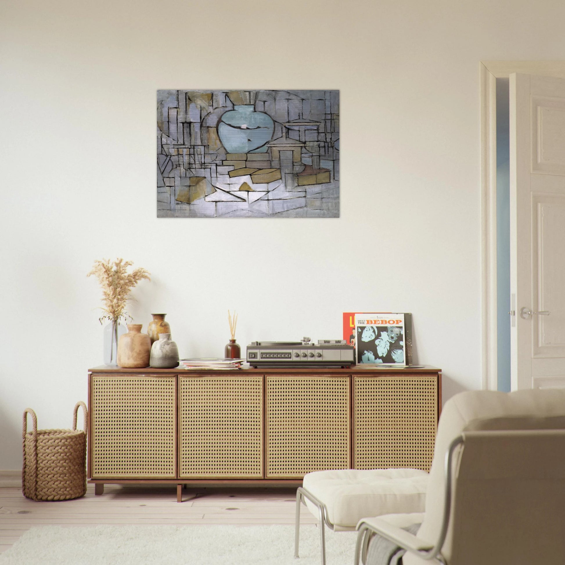 Still Life with Gingerpot 2 - Piet Mondrian Brushed Aluminum Print - 70x100 cm / 28x40 inches | Piet Mondrian Aluminum Print | Piet Mondrian Prints