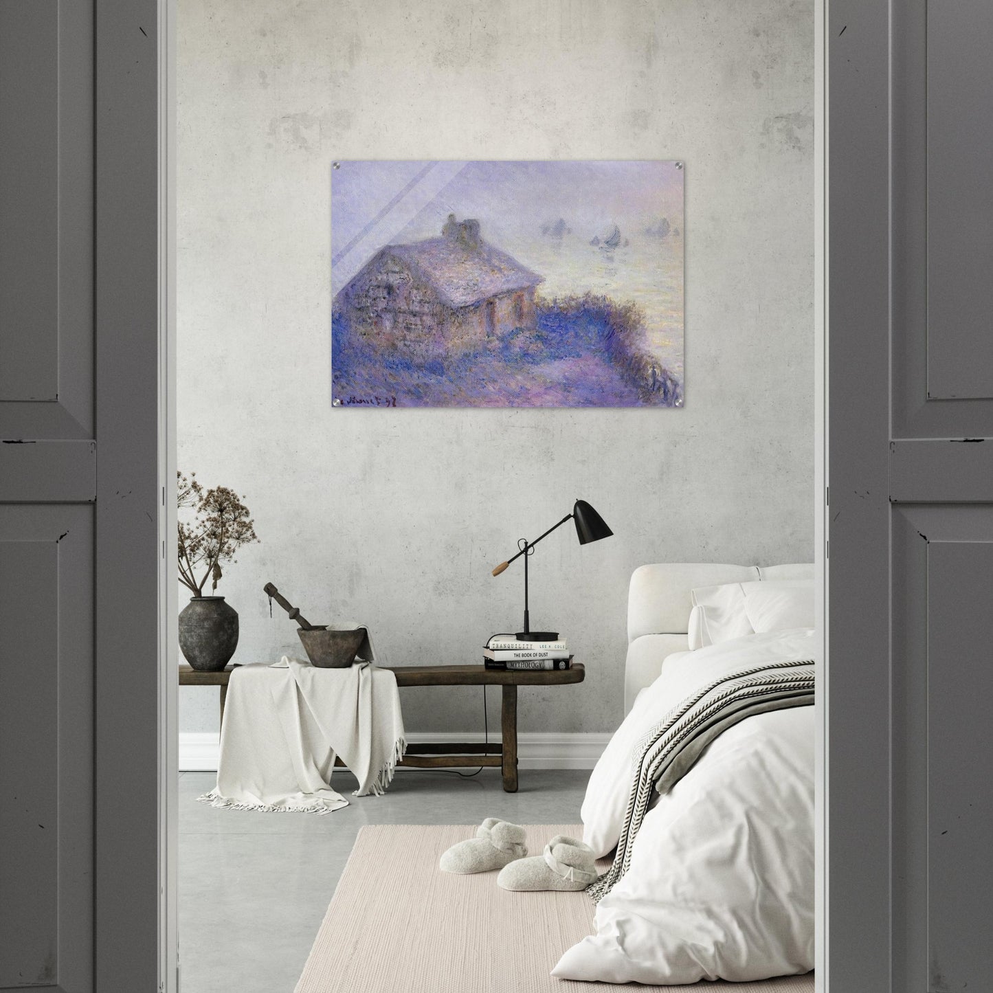 Customs House at Varengeville in the Fog - claude monet Acrylic Print - 70x100 cm / 28x40″ inches