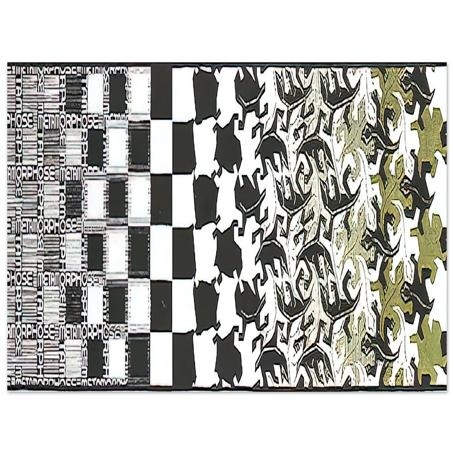 MC Escher - METAMORPHOSIS II EXCERPT 2 Wall Art - 21x29.7 cm / 8x12" - Fine Art Poster - -