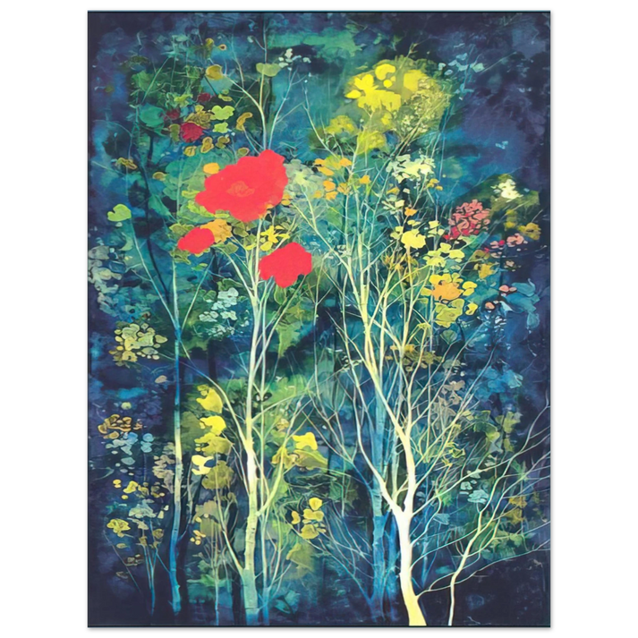 Eyvind Earle - Poppies and Flowers  75x100 cm / 30x40inches Fine Art Poster