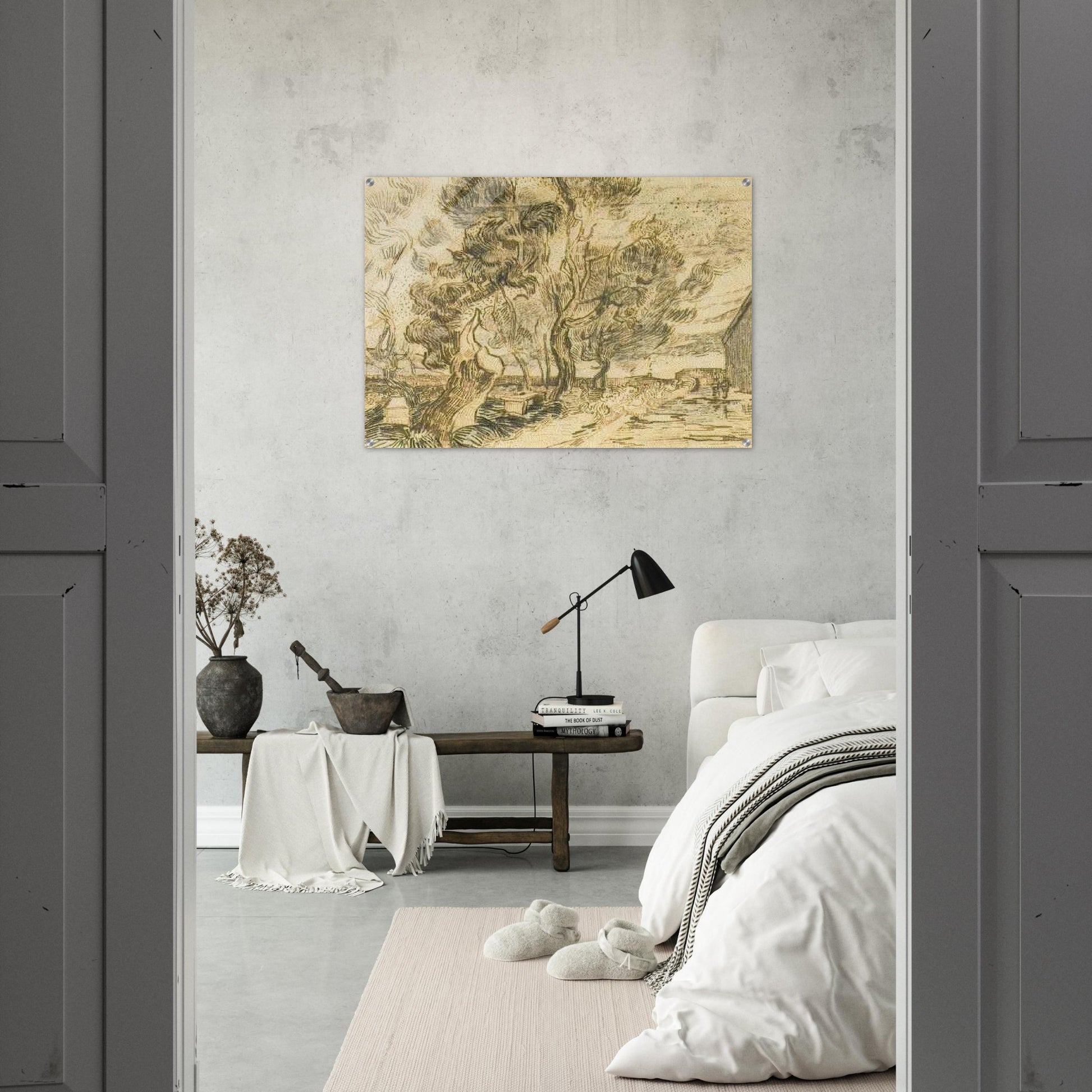 A Corner of the Asylum and the Garden with a Heavy, sawn-off Tree - Vincent van Gogh Acrylic Print - 70x100 cm / 28x40″ inches | Vincent van Gogh Wall Art | Vincent van Gogh Prints