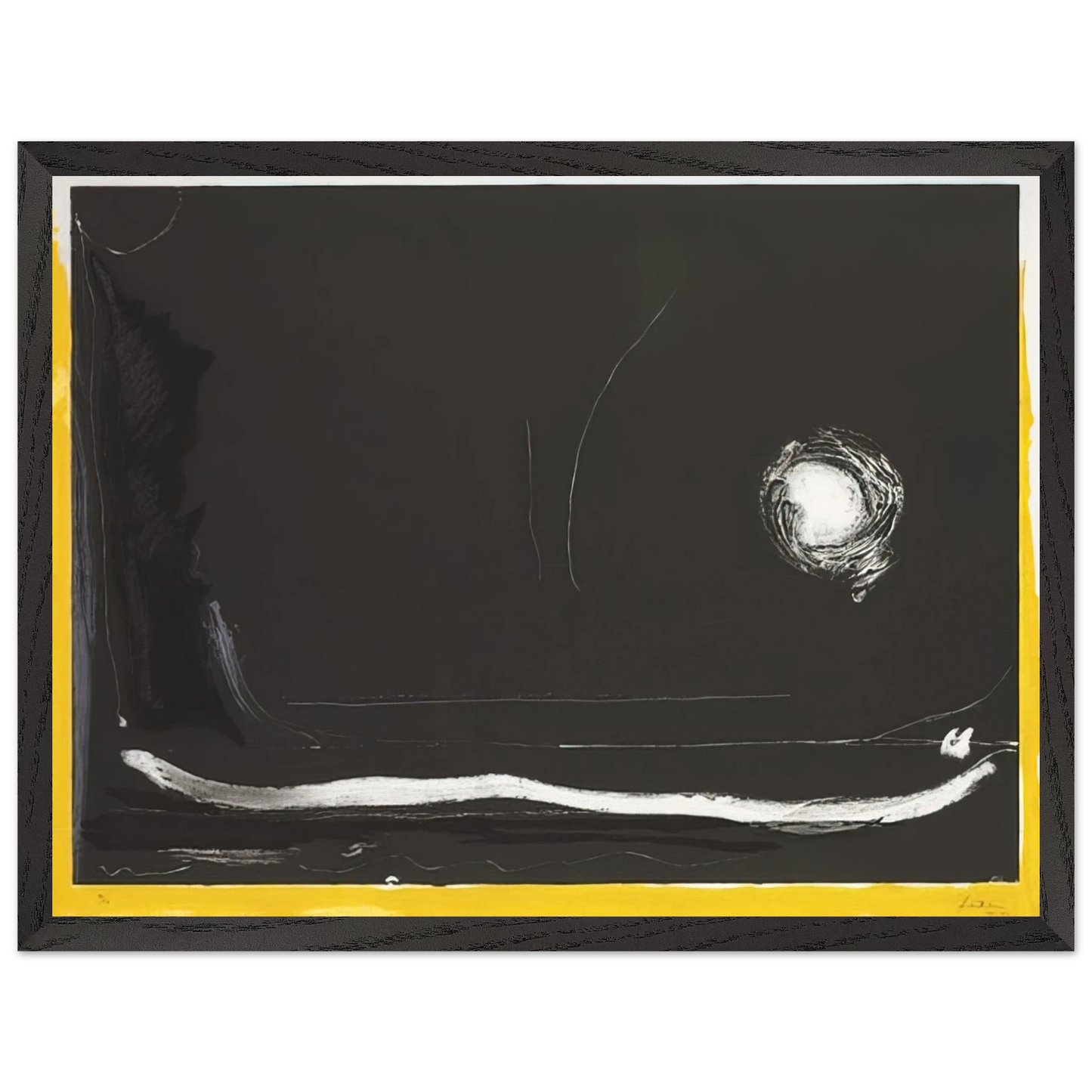 Helen Frankenthaler - Yellow Jack - 1985 Wall art - 21x29.7 cm / 8x12" - Premium Wooden Framed Poster With Fine Art Paper - White frame