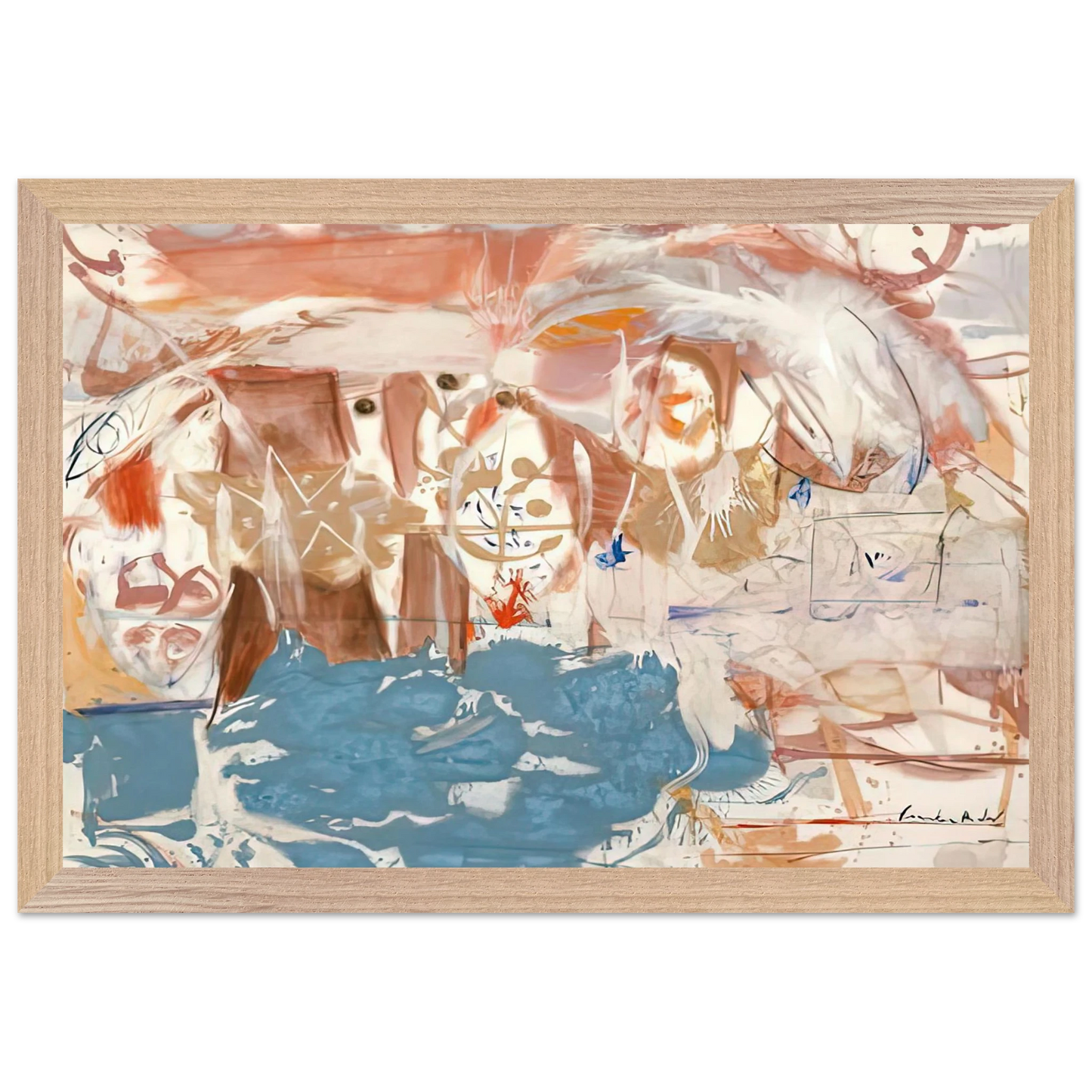 Helen Frankenthaler - Dawn After the Storm, 1957- Wall Art - 60x80 cm / 24x32 inches - Premium Wooden Framed Poster With Fine Art Paper - Black frame